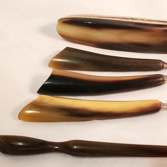 7pc VTG La Cross Bakelite Nail Grooming Manicure Set Leather Silk Case - Picture 10 of 11